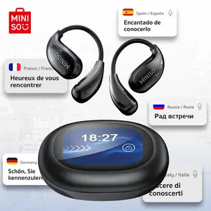 MINISO MS189 Wireless Earbuds Full Color Display Touch Earbuds Open Ear Wireless Headphones for iPhone and Android Headphones LED Touchscreen Earbuds Ear Hooks Design ,With HD Mic, Waterproof,24H Playtime, Bluetooth 5.4 Earbuds, Gaming with Low Latency