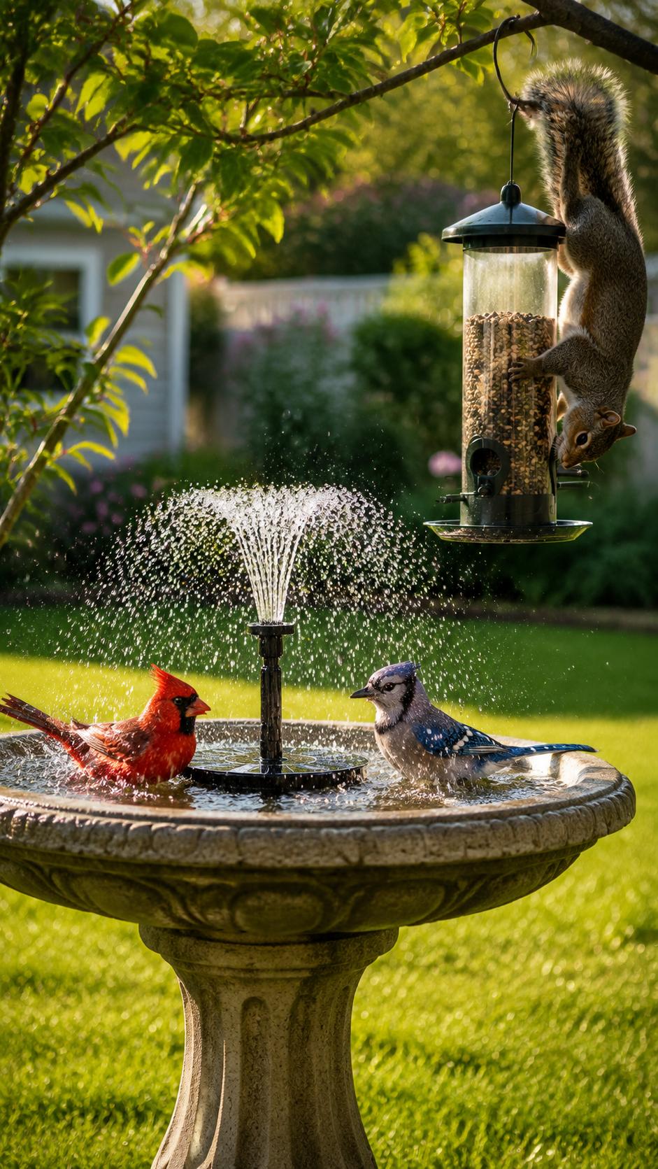 Solar Fountain Pump for Bird Bath, Upgraded 5.1/6.3 inch Solar Powered Water Fountain with 6 Nozzles, Floating Free Standing Fountain for Backyard Garden Pond, Patio, Pool, Attracts Birds bath fountain pump