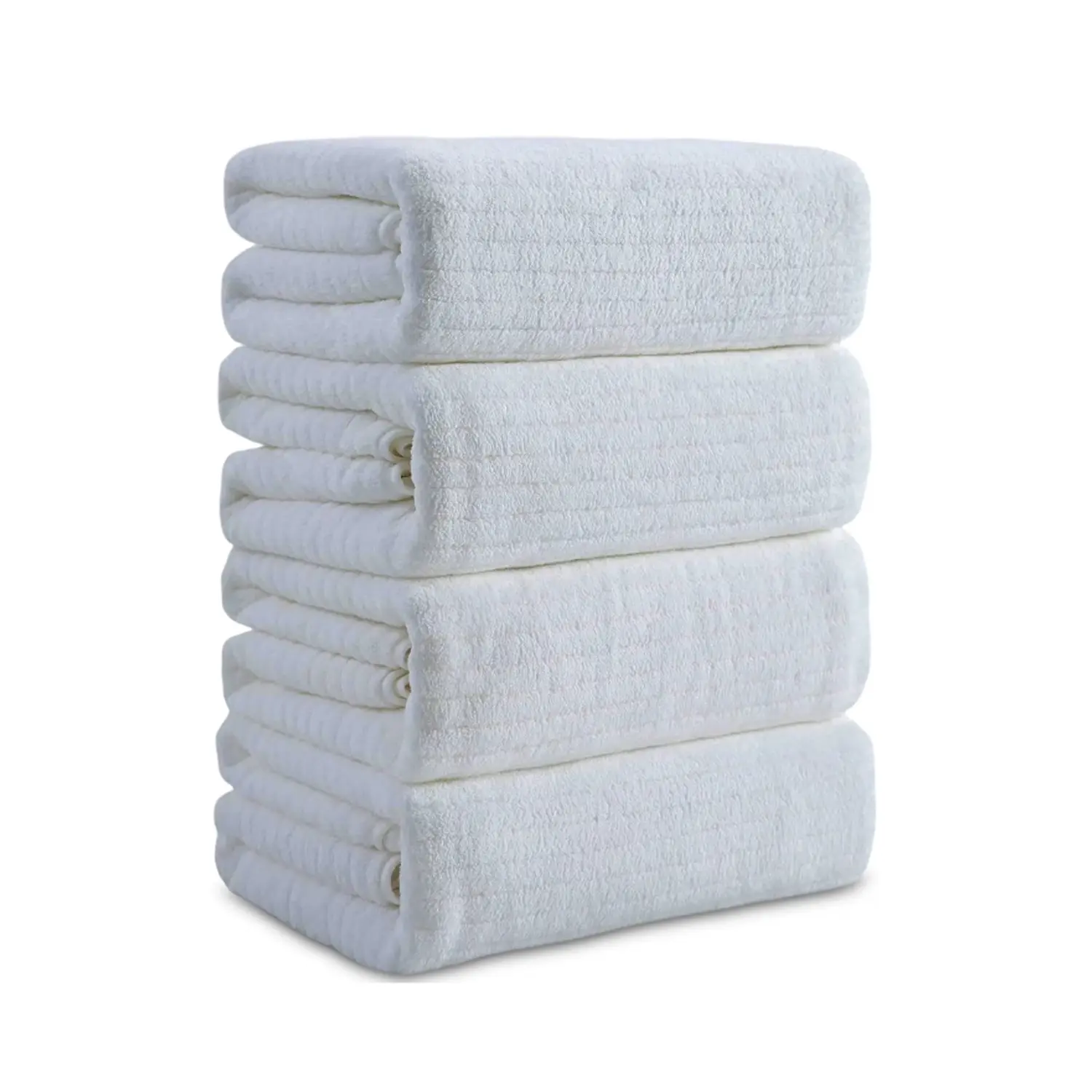 Jessy Home 4-Pack Unisex Synthetic Modern White Stripes Extra Large Bath Sheets - Soft, Breathable Towel Sets for Bathroom Use, Bulk Towels