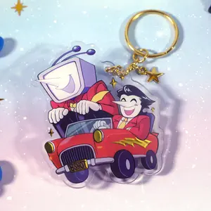 Spamton and Tenna Deltarune Keychain - Cute Acrylic Cartoon Keychain, Funny Meme Character Charm for Keys, Bags, Backpack, Durable Gift for Fans & Collectors