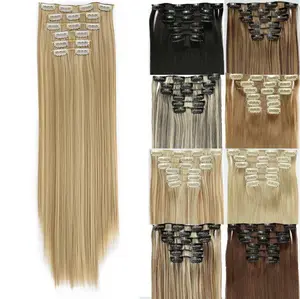 Mystique Hair 24 Inch Synthetic Clip-in Hair Extensions 6 pcs, Natural Looking, Soft, and Long Straight Hair Extensions for Adding Length and Volume, Heat-Resistant, Seamless Blend, Fall Outfits, Beginners Friendly, Perfect for Club, Halloween & Christmas