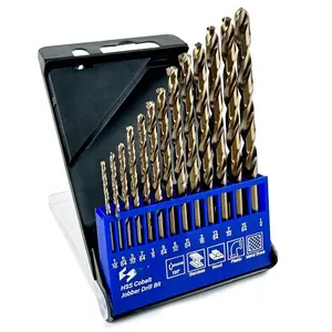 13 count Cobalt Drill Bits Set, M35 High Speed Steel 135  Tip Twist Jobber Drill Bits Set for Hardened Metal Stainless Steel Cast Iron  Plastic with Index Storage Box (1/16"-1/4")