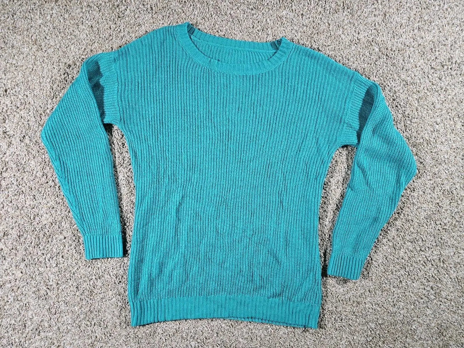 Turquoise Green No Brand No Size Cable Knit Sweater