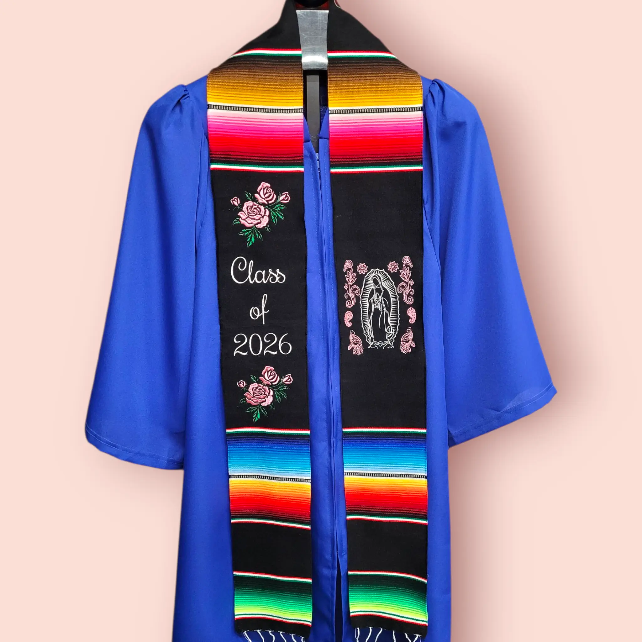 Class of 2026 Virgen/Roses Mexican Sarape Graduation Stole