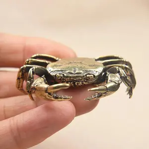 Handcrafted Copper Crab Sculpture, Classical Metal Animal Statue, Mini Desk Decor, Home Collection, No Power Required, Miniature, Ornaments, Figurine