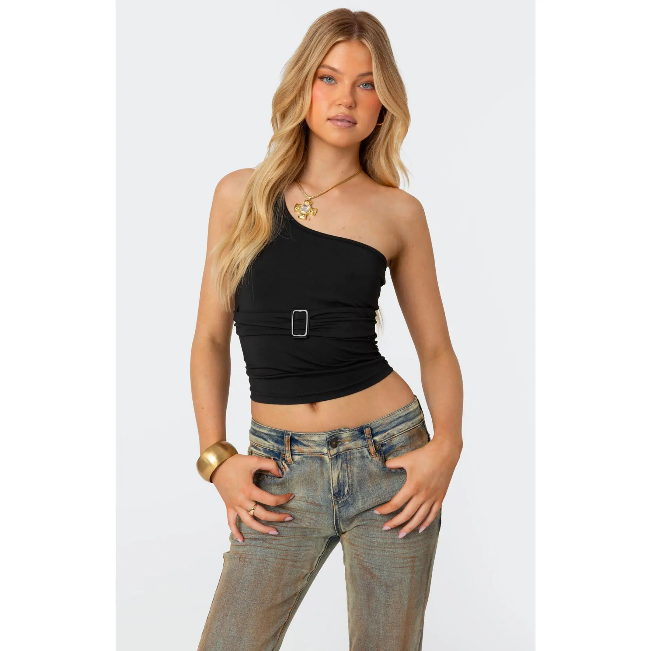 Edikted Women's Belted One Shoulder Top