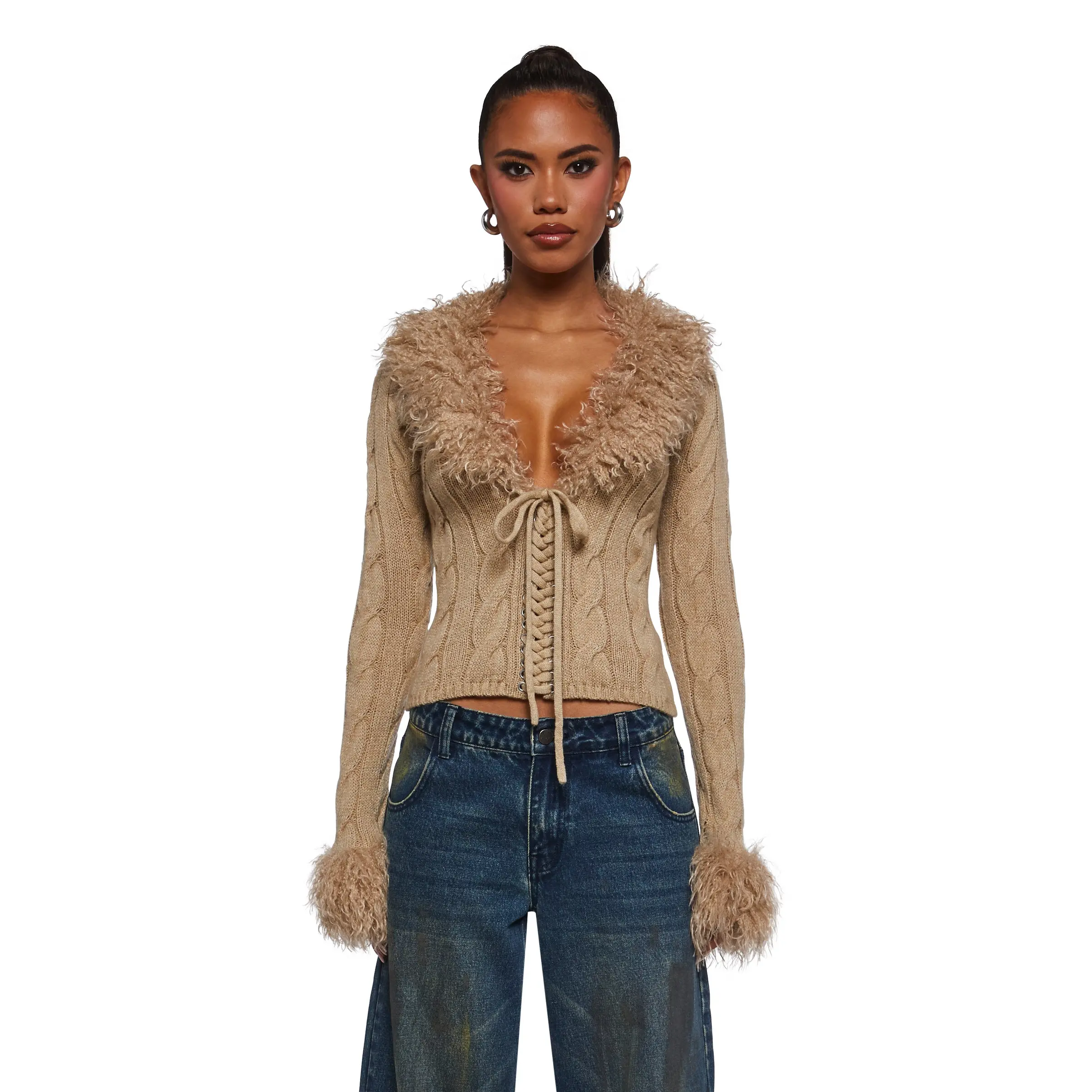 Covet Cable Knit Cardigan - Off White