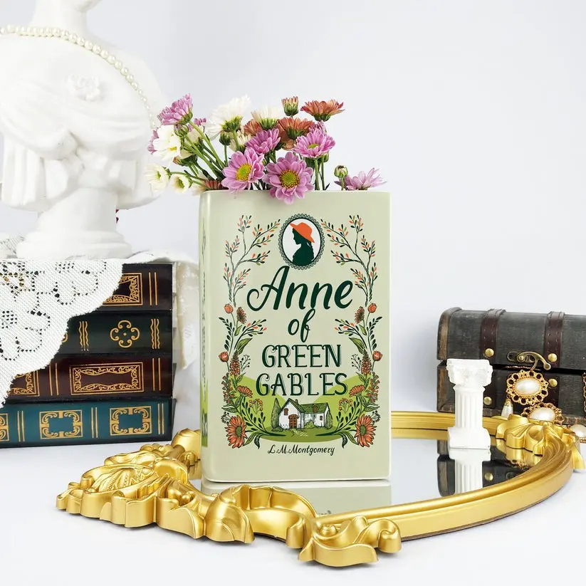 Anne of Green Gables Ceramic Book Vase, Vintage Book Vase Decor, Ceramic Decor, Book Shaped Flower Vase, Bookish Gift, Home Decoration