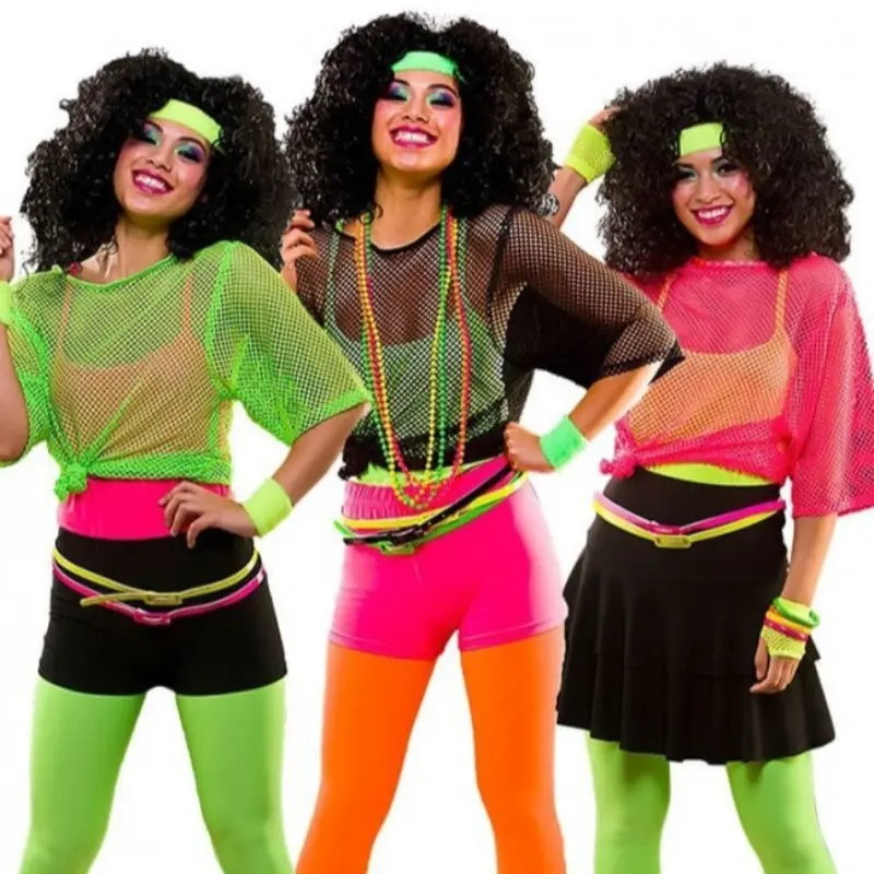 Women's Vintage 80s-90s Party Outfit Costumes Mesh Top Fishnet Shirt for Cosplay Clothes Womenswear Piece