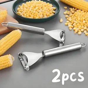 2 Counts Corn Peeler, Stainless Steel Corn Stripper Tool for Efficient Corn Kernel Removal