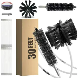 30FT with 22 Flexible Rods, Dryer Vent Cleaner Kit, Includes Brush Head & Hex Drill Adapter, Deep Lint Remover for Dryer Vent, Air Duct, Chimney & Fireplace Cleaning Tool