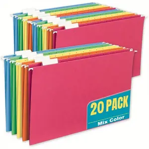 Set of 20 Letter-Sized Hanging File Folders with Blank Labels, Organize Documents Easily in Assorted Colors, Perfect for Home and Office Use