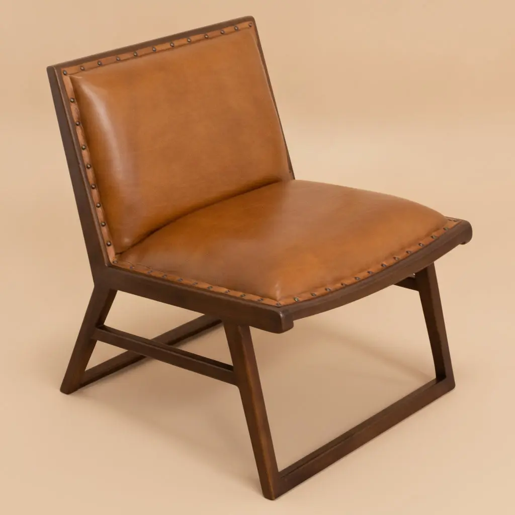 Pohan Leather Lounge Chair - Tan
