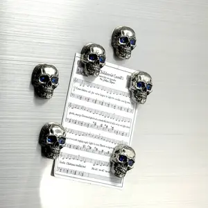 6 Piece Skull Decor Refrigerator Magnets Blue Eyes Magnetic Metal Fridge Magnets Home Kitchen Office Art Display, Ca Prop 65 Compliant
