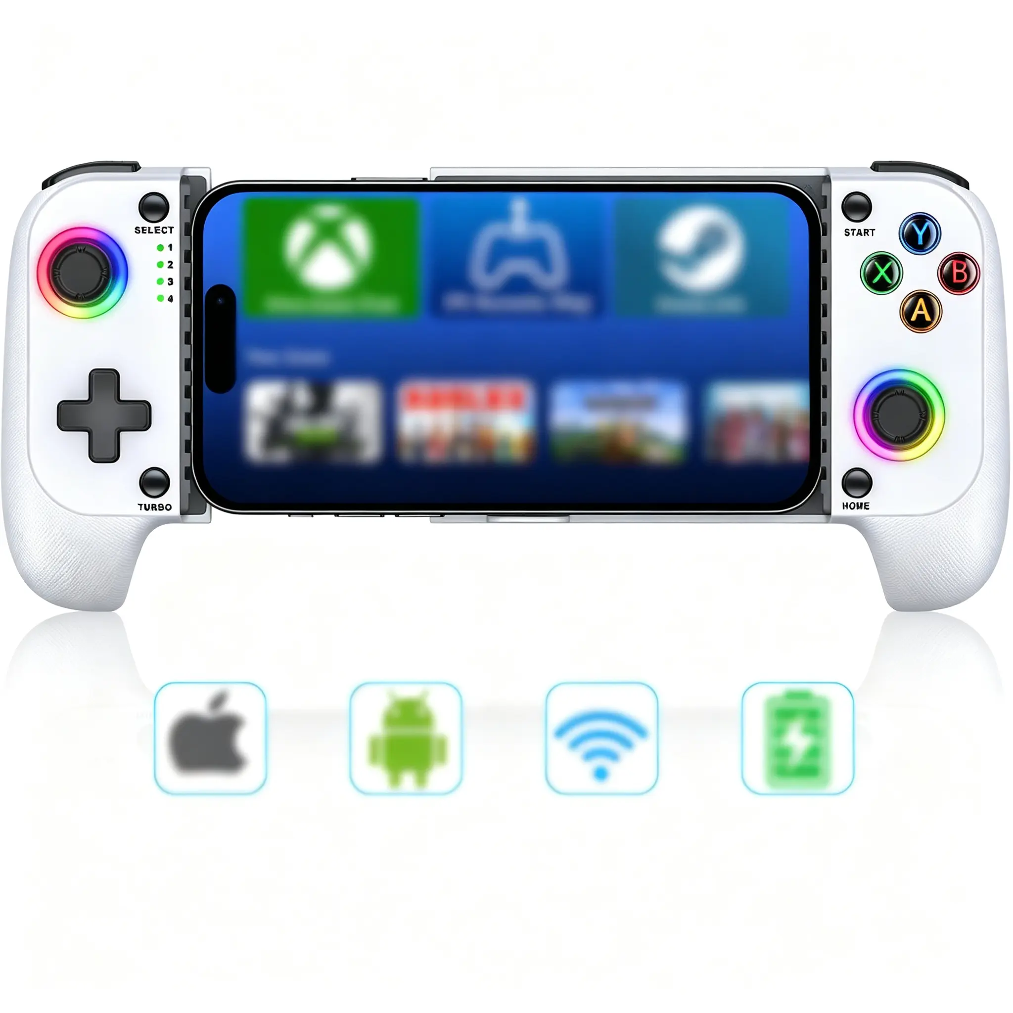 Wireless Mobile Gaming Controller for iPhone/Android Smartphones (100-175mm) - Game Peripherals with Phone Case Support, Hall Effect Joystick, Turbo, Low Latency Bluetooth Tech, Customizable Design - Ideal for Christmas, Birthday Gifts for Friends, Family