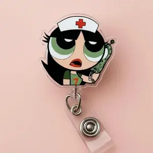 Power puff girls Retractable ID Badge Reel Nurse Accessory Unique Gift for Her Coworker Gift