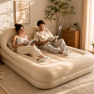 3-in-1 Ergonomic Air Lounge Sofa Bed with Backrest, 249.93 KG Weight Capacity Portable Inflatable Mattress for Camping, Beach, Home & Travel - Inflatable Furniture with Air Pump, Great Father's Day Gift