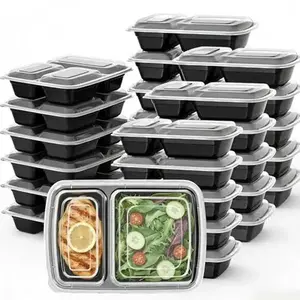 Thick Stackable Uni-Pak Airtight Kitchen Meal Prep Containers Set with Lids, Durable Solid Plastic Leakproof Food-Safe Storage, Microwave-Freezer-Dishwasher Safe for To-Go Takeout