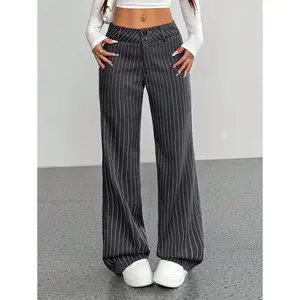 Women's Casual Striped Flare Pants, Versatile, Spring Autumn