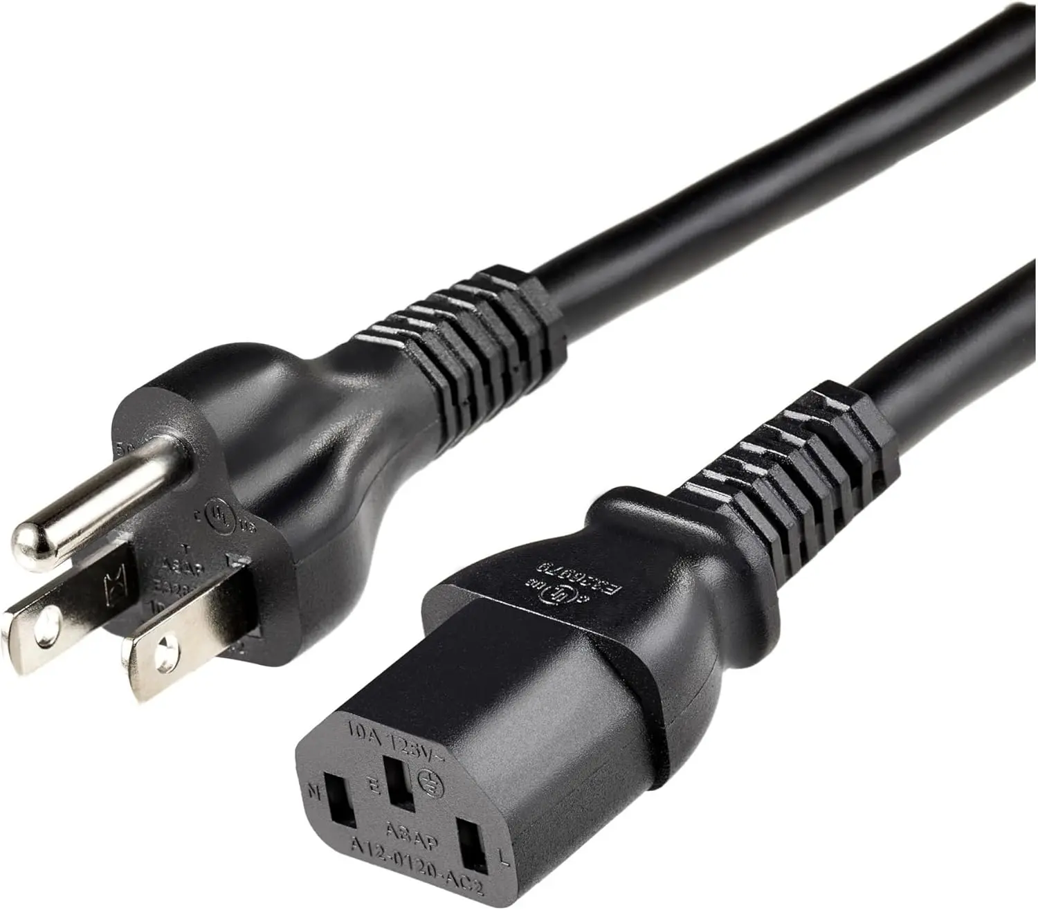 New PC Power Cord, 3 Feet, 3 Prong AC Power Cord for Monitor, Computer, TV, 18 AWG, 125 Volts, Black
