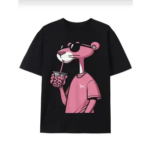Pink Panther Graphic T-Shirt for Men & Women, Trendy Cotton Short Sleeve Tee, Summer Casual Streetwear Top, Y2K Vintage Aesthetic, Oversized Unisex Graphic Tee, Fun Cartoon Print, Everyday Versatile Shirt, TikTok Fashion, Casual Wea