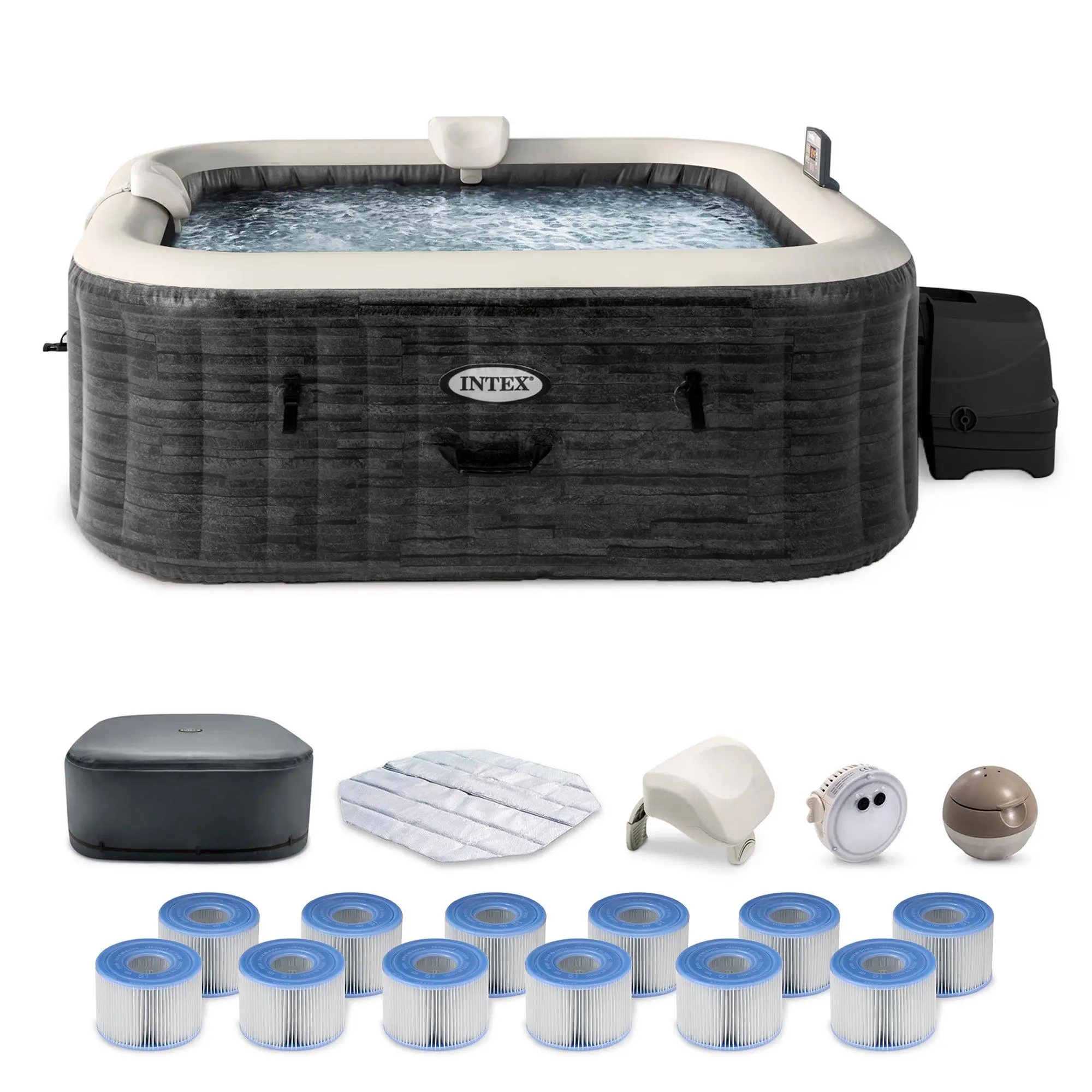 Intex PureSpa Plus Greystone Hot Tub, 94 x 28", w/ S1 Filter Cartridge (12 Pack)