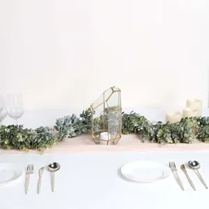 Lifelike Frosted Green Artificial Eucalyptus Leaf Garland, Waterproof 6ft Faux Hanging Vine for Home Decor