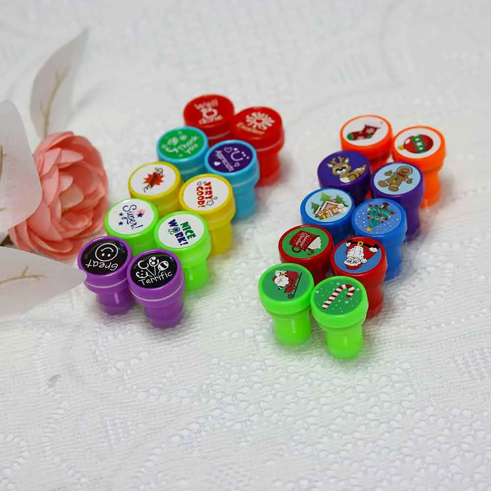 Teacher Reward Stamp Set with Christmas Themes, Snowman, Snowflakes and Christmas Trees, Encouraging Stamps for Homework and Classroom Use