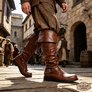 Medieval Pirate Boots Men Renaissance Boots Viking Pirate Gothic Cosplay Costume Shoes Footwear for Men