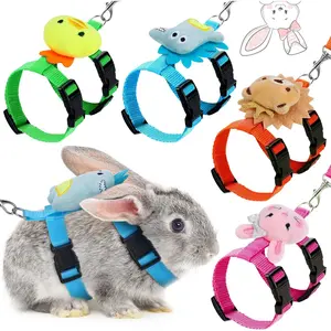 4-Set Adjustable Safety Rabbit Harness and Leash Set for Small Pets - Cute Fruit-Designed Vest Harness for Bunnies, Ferrets