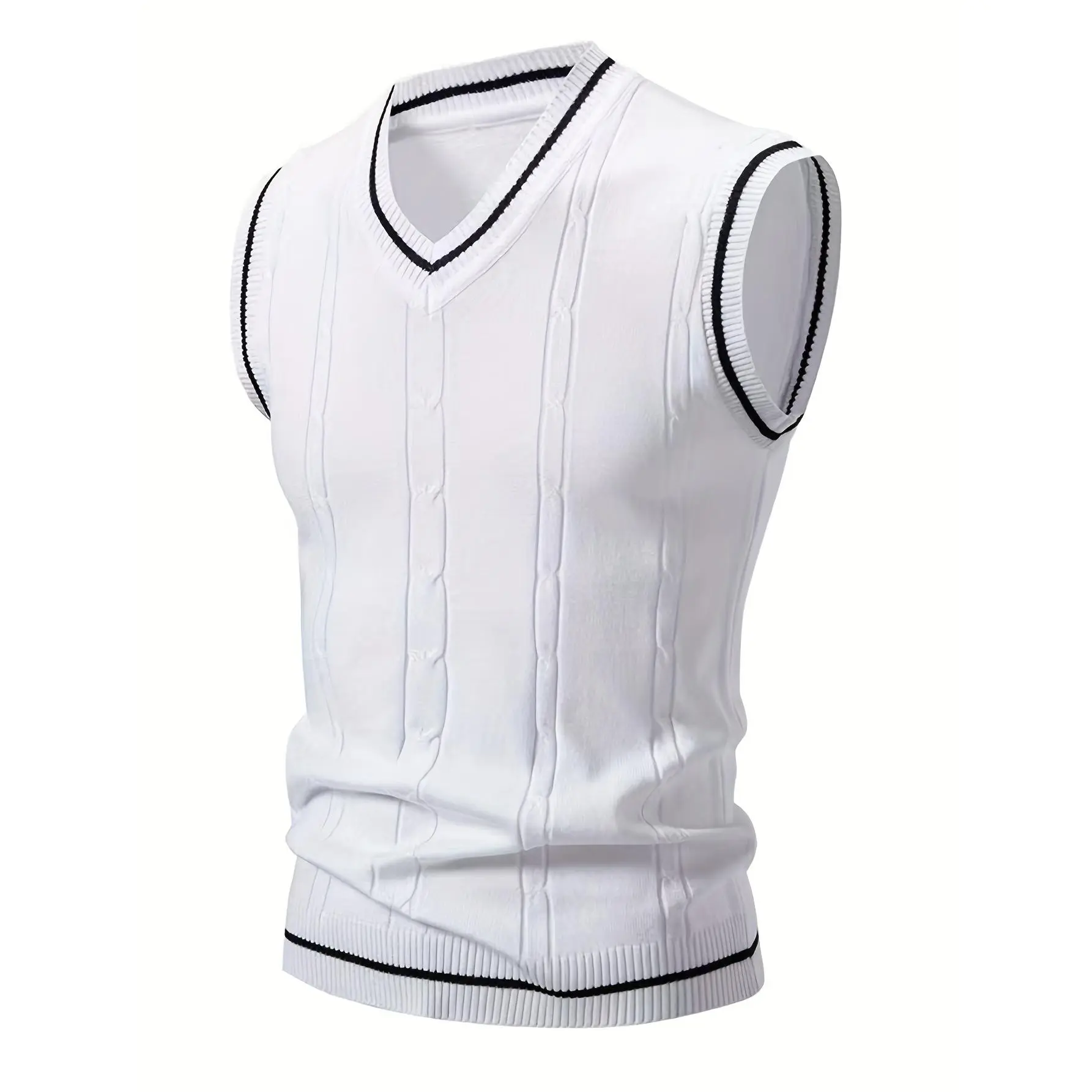 New Men'S Vest with a Twisted Knit Design Casual Fabric
