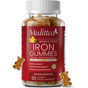 Iron Gummies for Women Men, 4-Source Iron Supplement with Vitamin C, Folate, B12, B6 & Copper, Red Blood Cell, Energy & Immune Support - Highly Absorbed, Gentle, Vegan - Pineapple Flavor - 60 Count