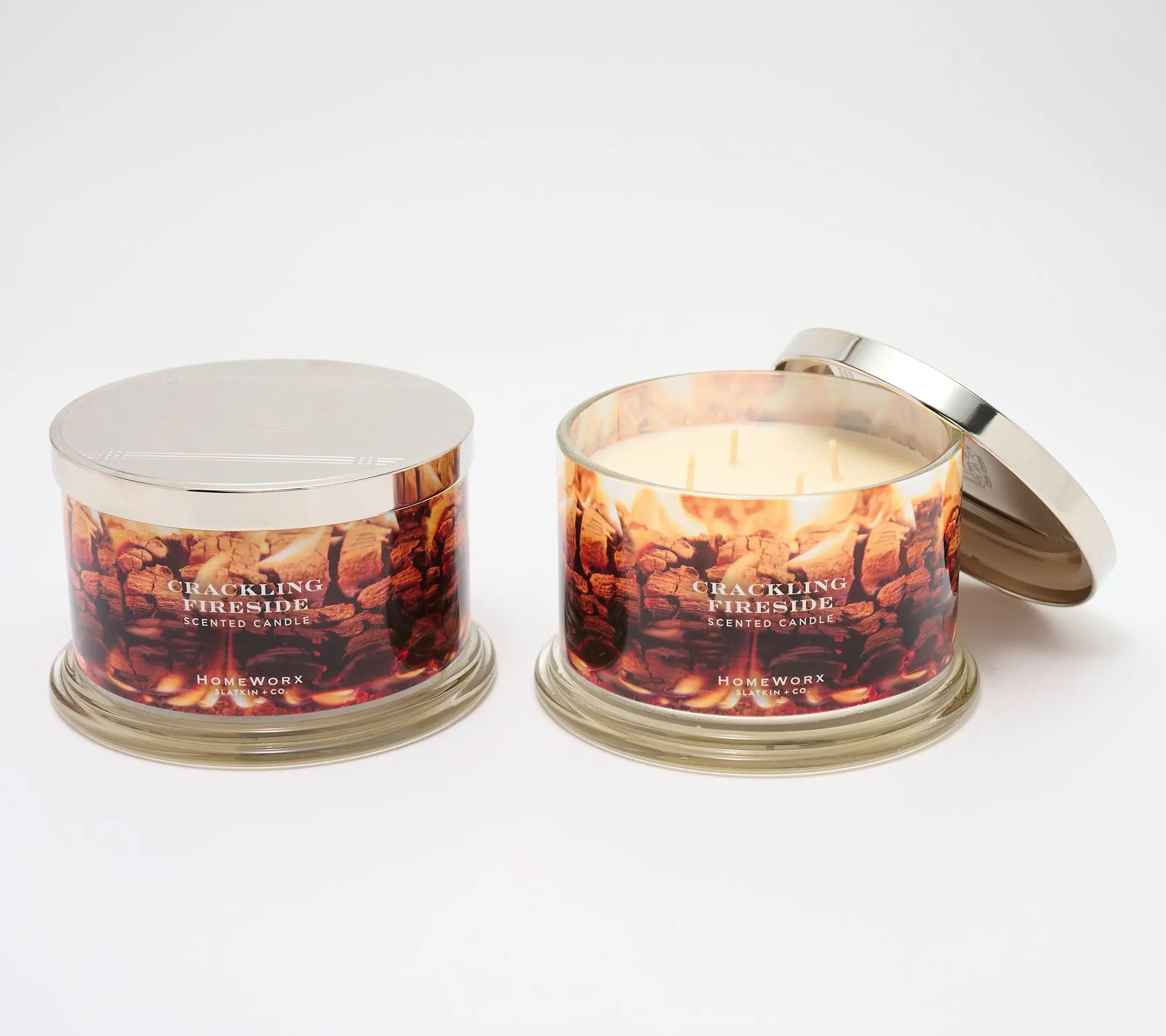 HomeWorx by Slatkin + Co. S/2 18oz Crackling Fireside Candle