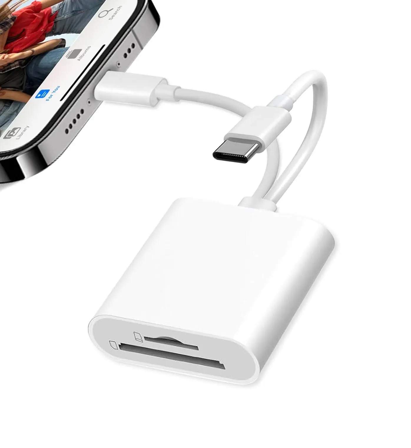 SD Card Reader USB C for iPhone, iPad, SD Card Adapter for Digital Camera, Dual Interface Memory Card Reader, No App Required