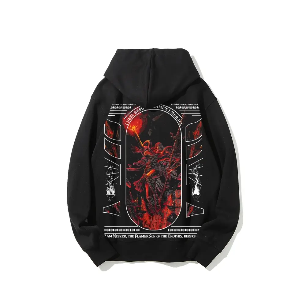 Unisex Elden Ring Messmer the Impaler Shadow of the Erdtree Cotton Hoodie - Heavyweight Pullover Tops, Breathable Cotton Fabric, Long Sleeve Sweatshirts, Eco-Friendly Hot Stamping Printing, Casual Streetwear