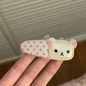 Rilakkuma BB clip for girls, cute cartoon style, polka dot bear soft girl hair clip, bangs clip, hair accessory