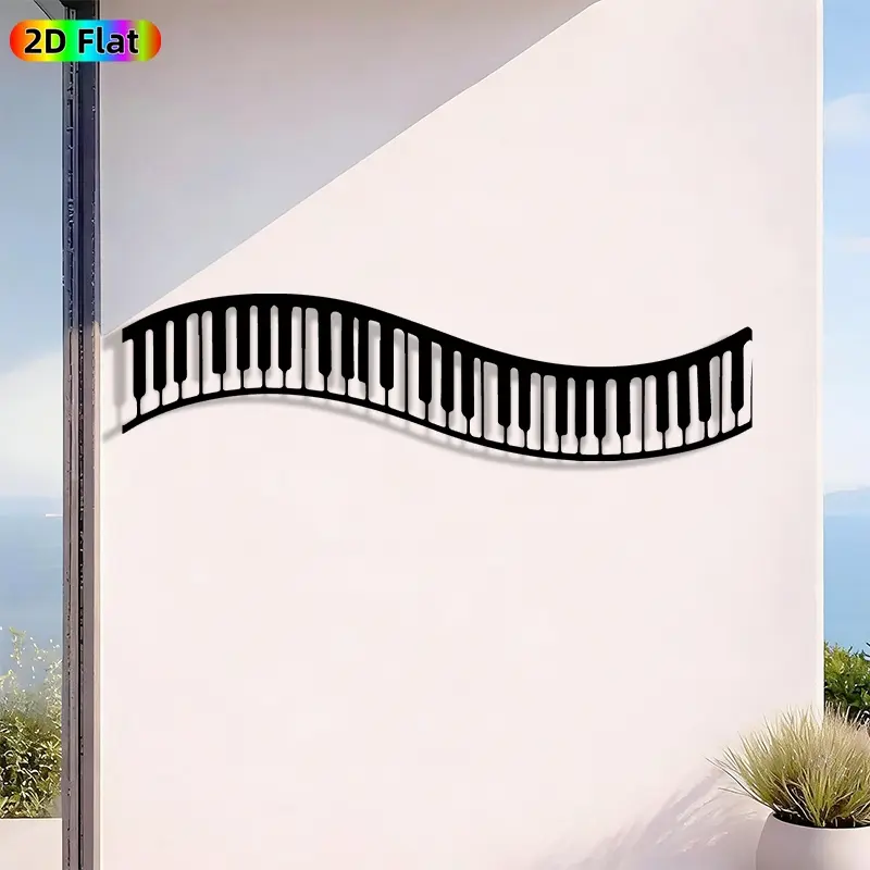 1pc Minimalist Piano Keyboard Metal Wall Art, Minimalist Piano Keyboard Statue Mural, Iron Craft, Perfect for Living Room, Studio, Office Wall Decor, Silhouette wall decor, Intricate Craftsmanship, New Year Decor, Ideal Gift for Music Enthusiasts