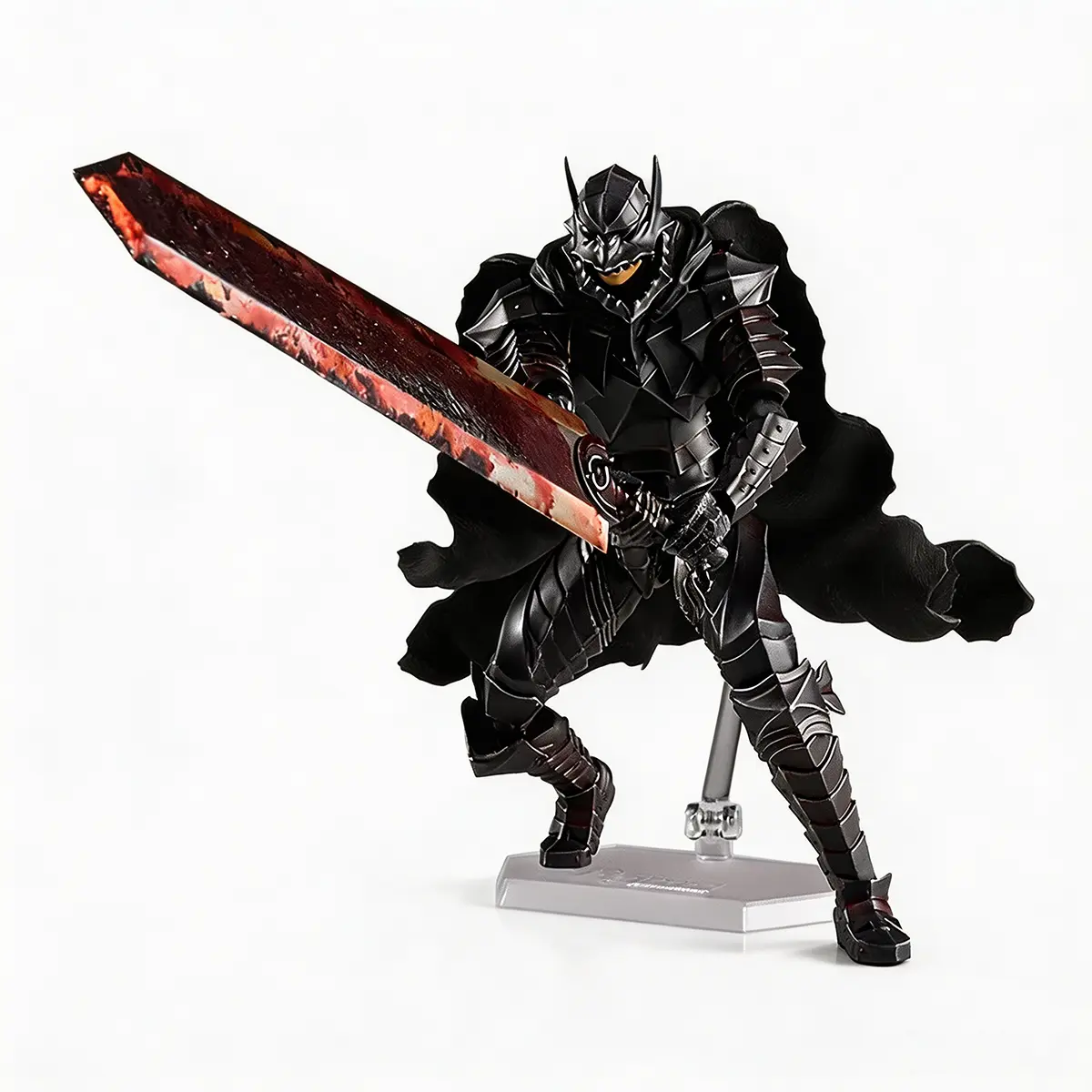 Berserk Guts Berserker Armor Action Figure - 16cm Fully Articulated Black Swordsman PVC Model with Giant Dragon Slayer Sword, Gothic Edgy Dragon Armor Toy for Manga/Anime Fans, Ideal for Toy & Figure Photography Gift, Toy Photography