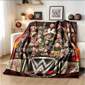 Viral WWE Wrestling Flannel Blanket, Soft Warm Lightweight Plush Throw for Adults Kids, Sofa Bed Living Room Travel Home Decor Fan Gift
