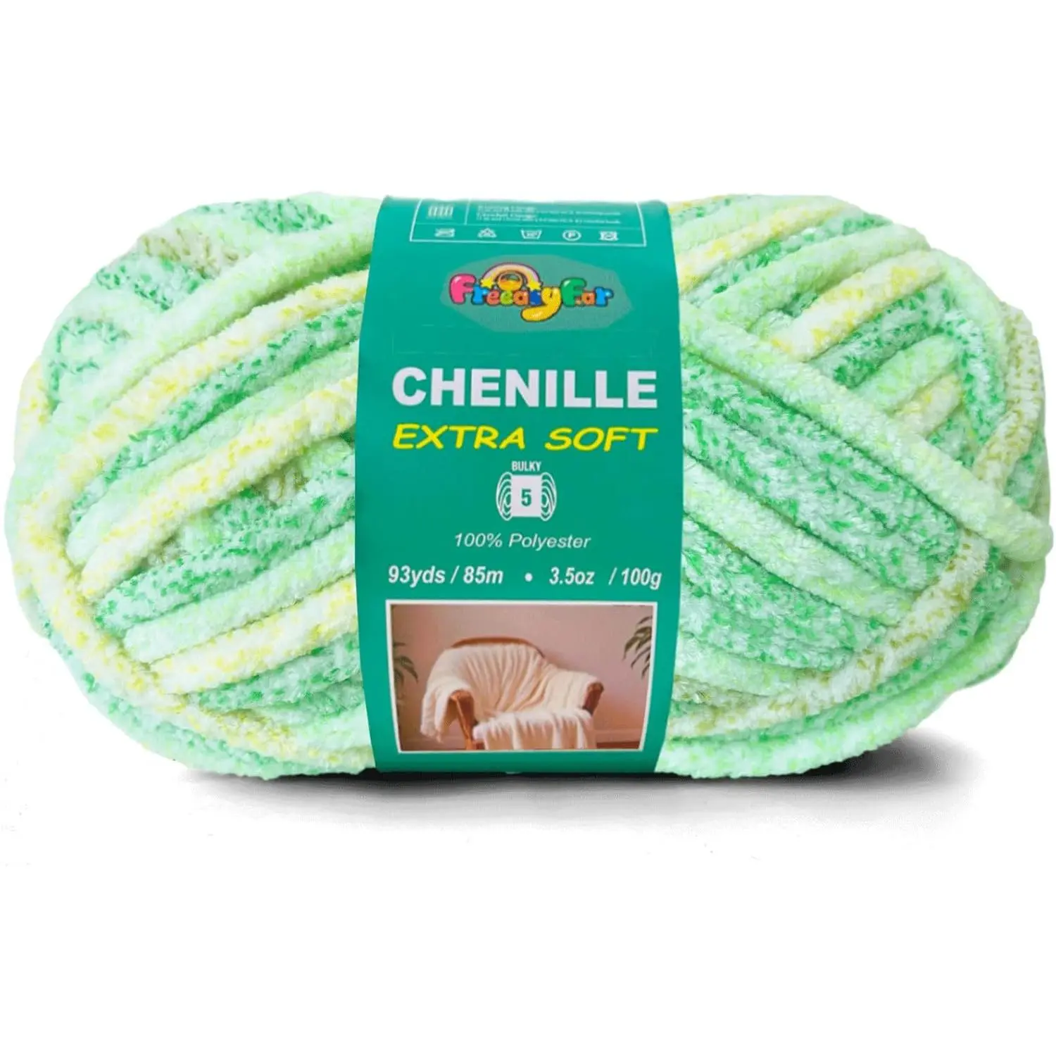 Super Soft  Chenille Yarn for Crocheting and Knitting-Easy to Crochet-Bulky, 3.5oz/93yds of Each Skein-Chunky Plush Yarn for Hand Craft Blanket Ammigurumi DIY (Mint Breeze, 1 Pack)