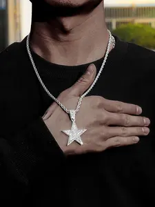 Rhinestone Decorated Star Design Pendant Necklace, Fashion Jewelry for Party, Daily Clothing Decor, Trendy All-match & Exquisite Jewelry for Birthday Gift, Fashionable Jewelry Accessories