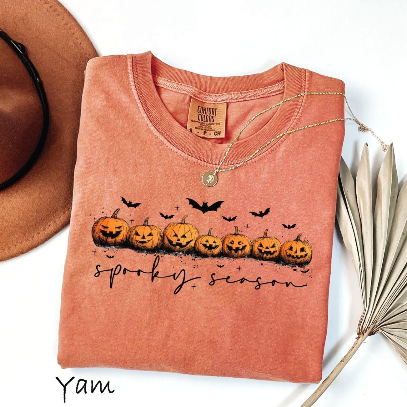 Comfort Colors® Spooky Season Pumpkins Halloween Shirt, Spooky Season T-Shirt, Ghost Pumpkin bat Shirt, Halloween Gift, Stay Spooky Shirt, Trending Halloween Graphic Tee, Comfortable Menswear & Womenswear Top, Perfect Gift For Men And Women, Sep24
