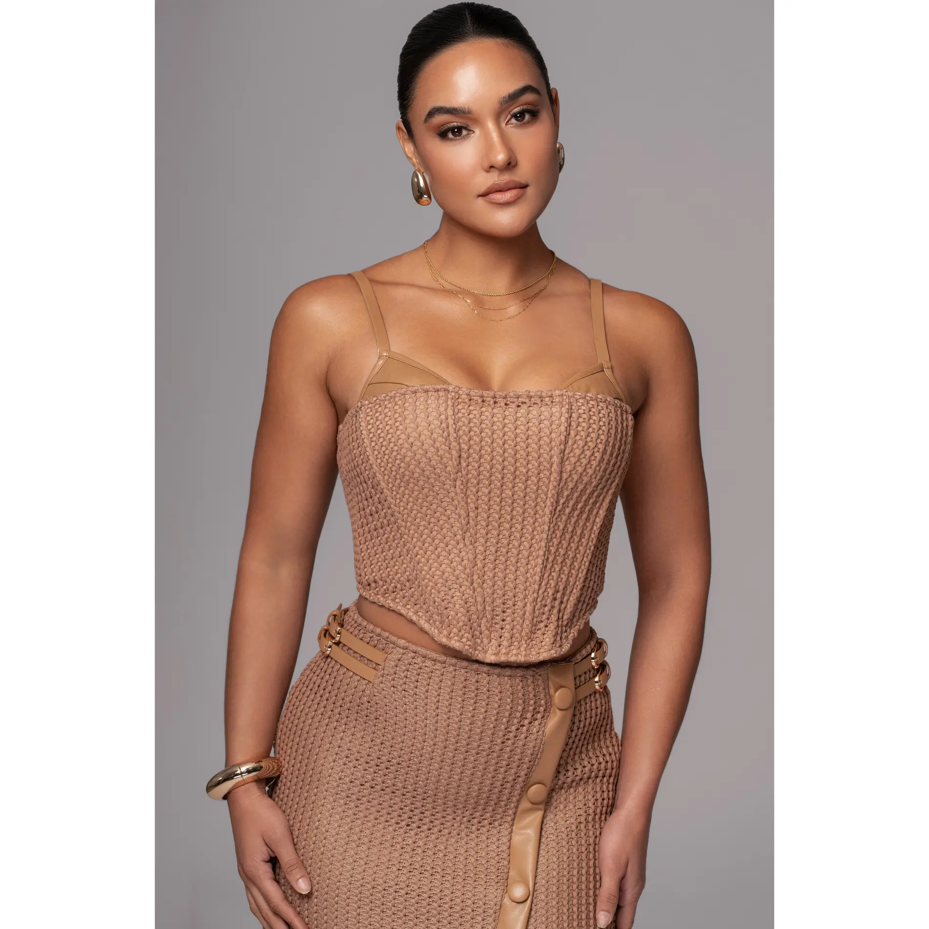 Tan Textured Harley Corset Top