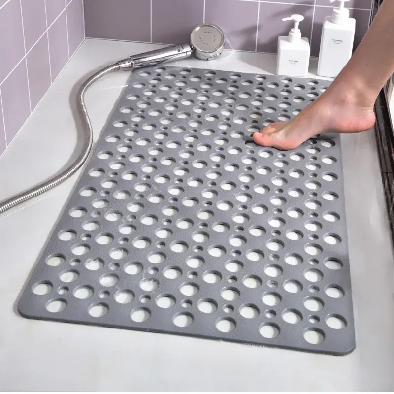 Rectangular PVC Anti-Skid Bath Mat with Suction Cups, Waterproof Slip-Resistant Grip Bathtub Mat for Shower Safety, Home Bathroom Supply, Anti-Skid Bath Mats, Grip Bath Mats
