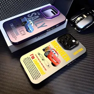 Movie C-Cars L-Lightning McQueen Phone Case for iPhone 17 16 15 14 13 12 Pro Max Air | Multicolor Matte Laser Metallic Phone Case | Aurora Gradient Finish with Smooth Matte Texture | Durable Scratch-Resistant Anti-Fingerprint Protective Cover Accessories