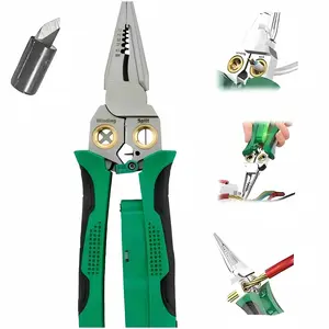 8 in 1 Wire Stripper Twister For Cutting And Pulling Wires,12V to 250V Live,NullHot Wire Judgment AC DC Cable Scissors,Audible and Flashing LED AlarmsVoltage Tester Pliers.