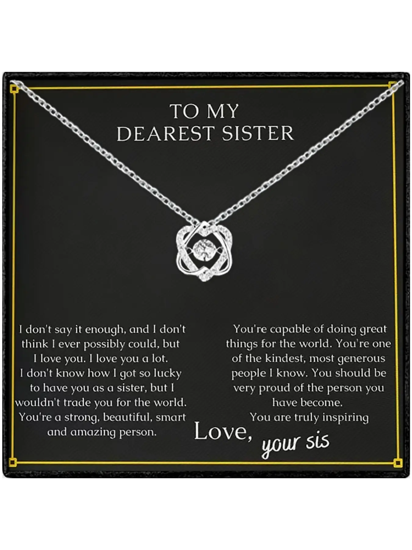 To My Dearest Sister Jumping Heart Pendant Necklace with Card and Gift Box Packaging, Hearts Pendant Necklace, Exquisite Jewelry Gift, Sister Birthday Gift, Christmas Gift, Mother's Day Gift, Heart Design Jewelry