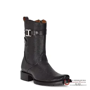 CUADRA SHORT BOOT SANTANA NEGRO LAZER & EMBROIDERY NARROW SQUARE TOE- CU630