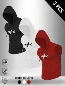 Men's 'SHARK' Sleeveless Hoodie 3-Pack – Trending Gym Streetwear, Viral Fitness Muscle Tank Top (Multiple Colors)