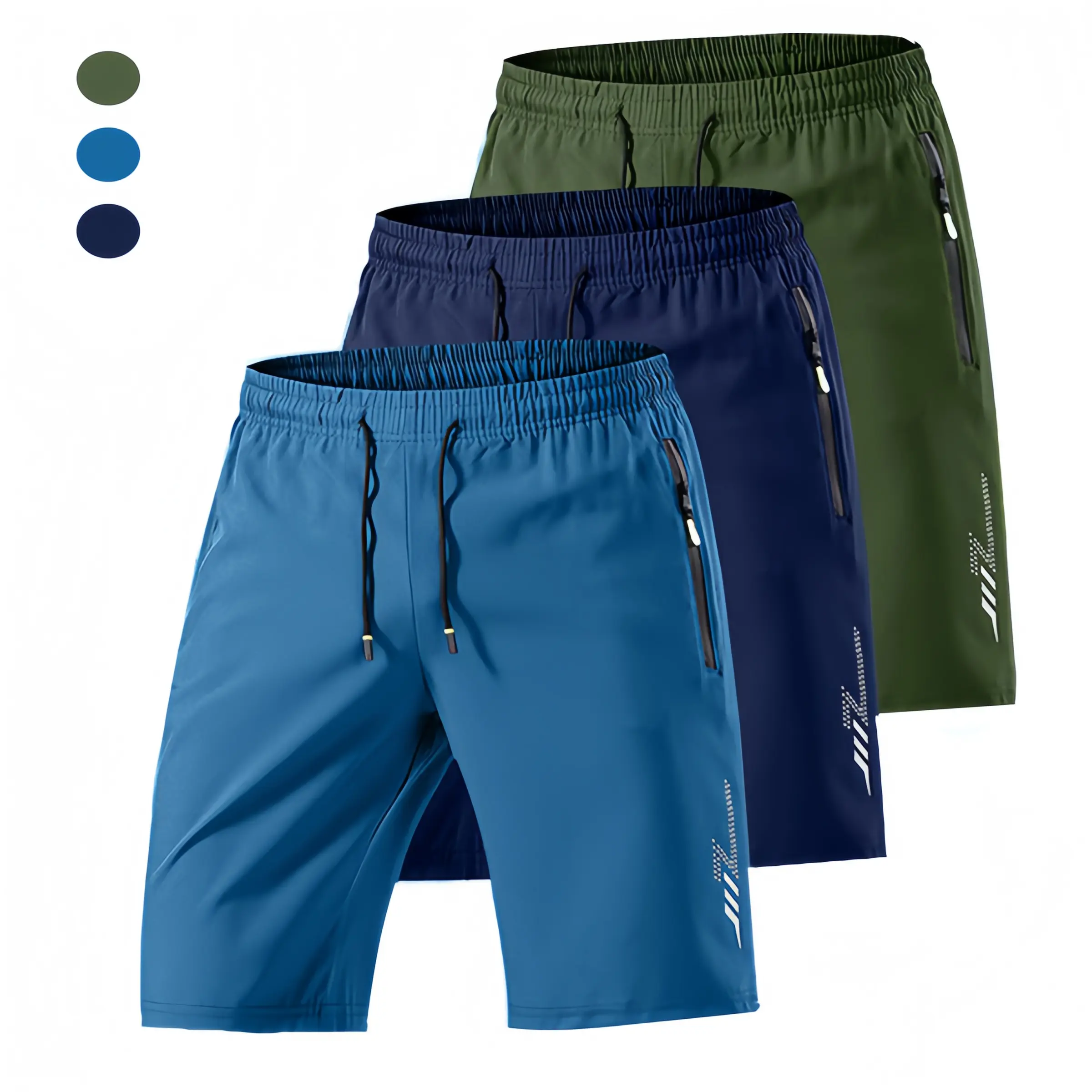 Men’s lightweight casual shorts featuring an elastic waistband with adjustable drawstring, breathable fabric, side pockets, suitable for Basketball/Volleyball, running, beach, and outdoor sports—sports shorts that are comfortable to wear. Solid Zipper, A,